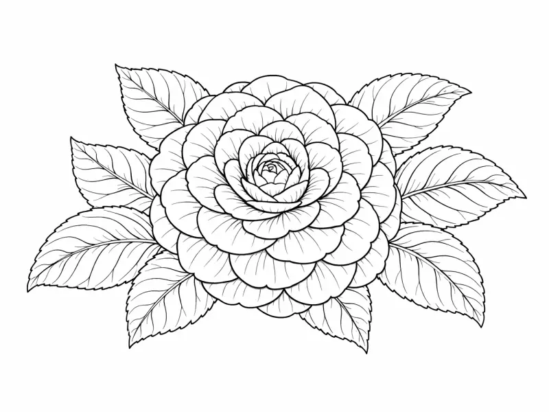 camellia flower coloring page for adults elegant camellia botanical illustration