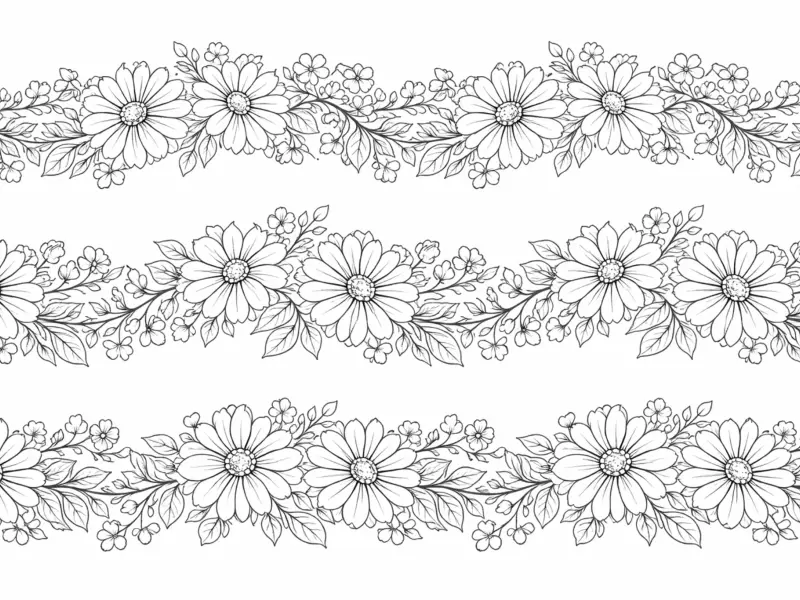 daisy chain floral pattern coloring page for adults repeating daisy flowers design