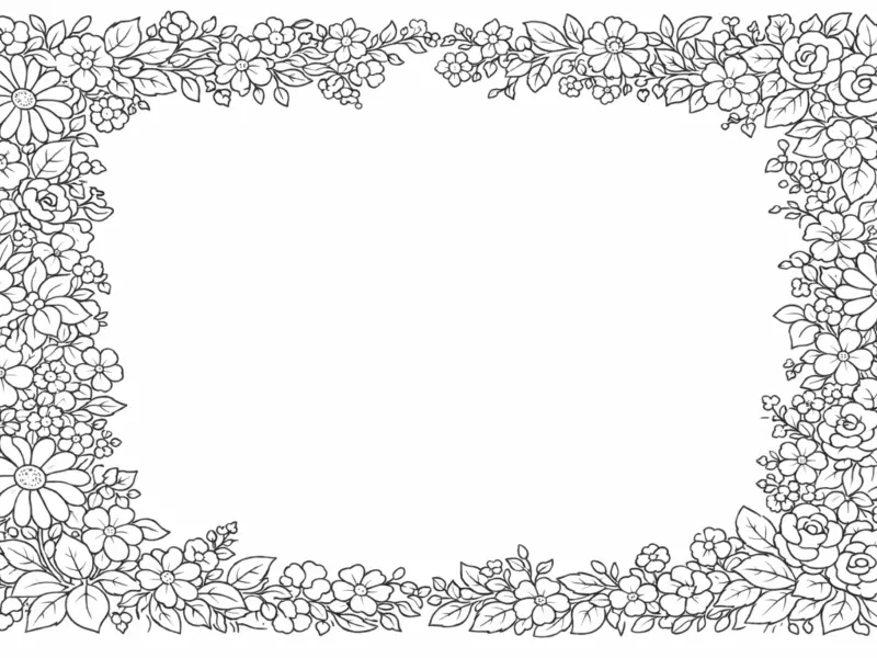 floral border frame coloring page for adults decorative botanical flower border