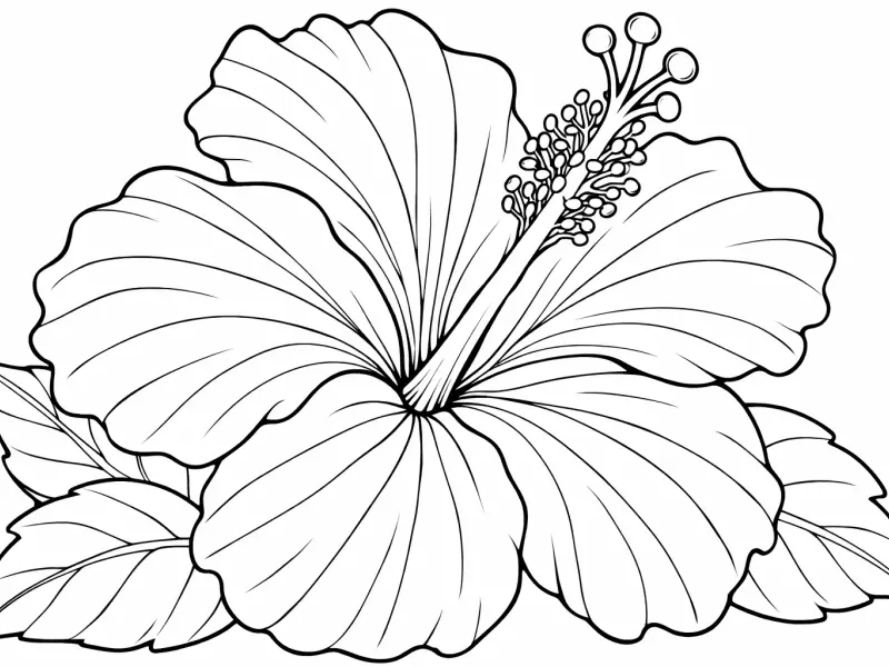hibiscus flower coloring page for adults tropical hibiscus botanical illustration
