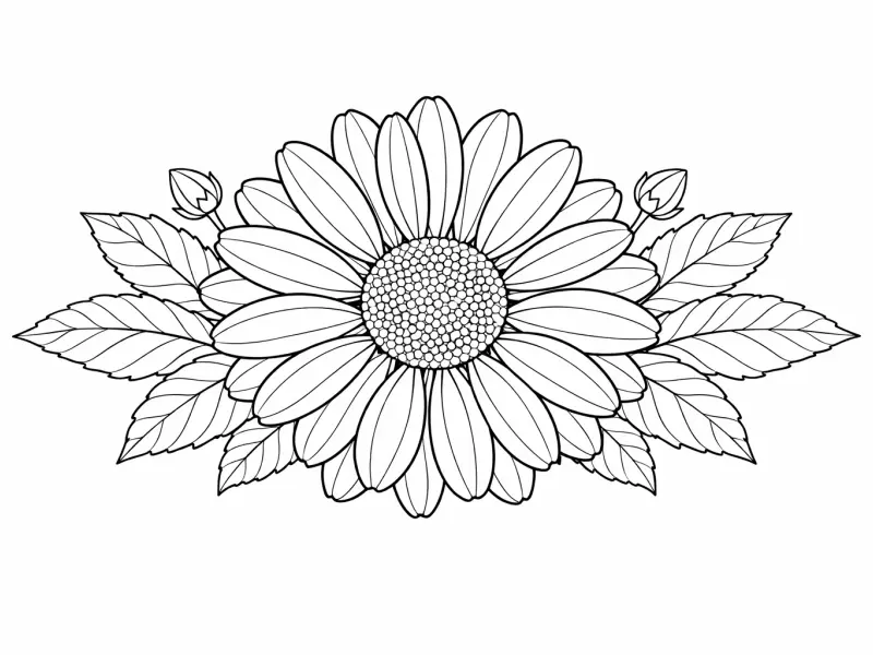 simple daisy bloom floral coloring page for adults printable botanical flower illustration