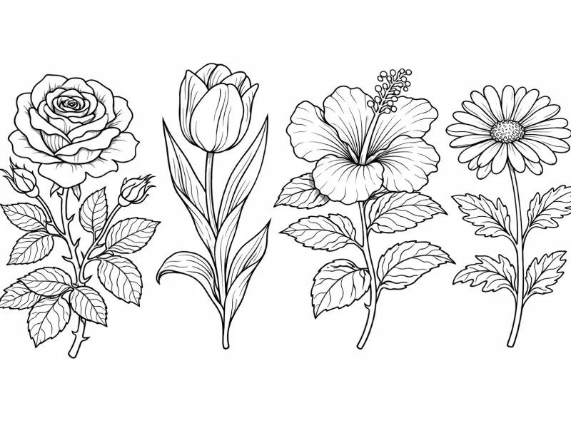 vintage botanical illustration coloring page for adults detailed floral plant study