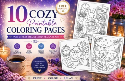 10 Cozy Printable Coloring Pages for Stress Relief and Relaxation