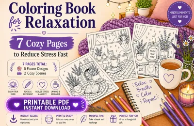 Coloring Book for Relaxation: 7 Cozy Pages to Reduce Stress Fast