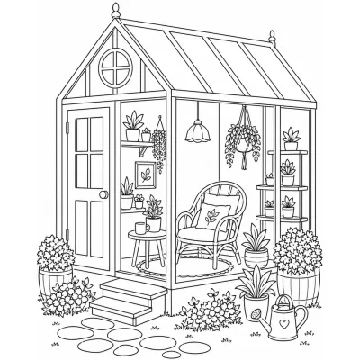 Tiny cozy house coloring page printable