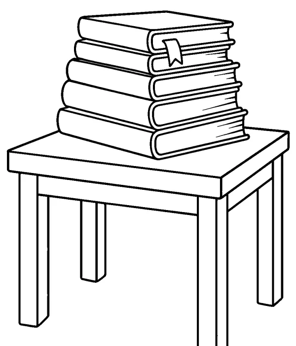 cozy coloring pages for adults books stacked on table printable relaxing object design