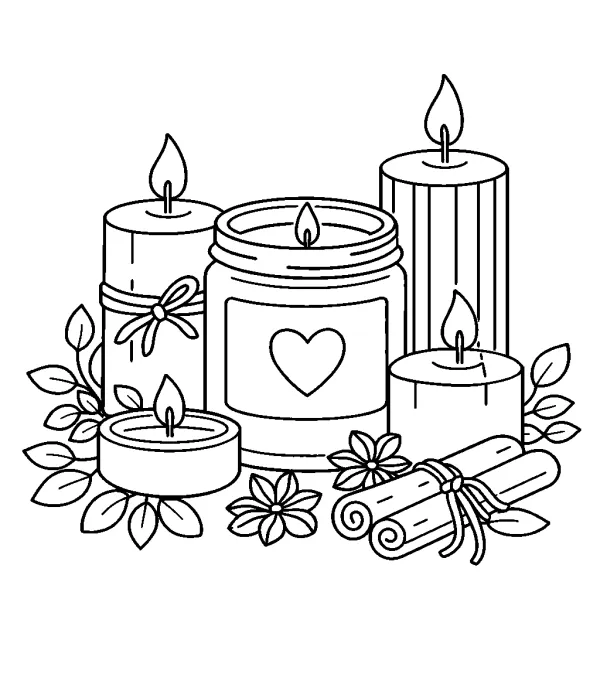 cozy coloring pages for adults cozy candles printable relaxing object design