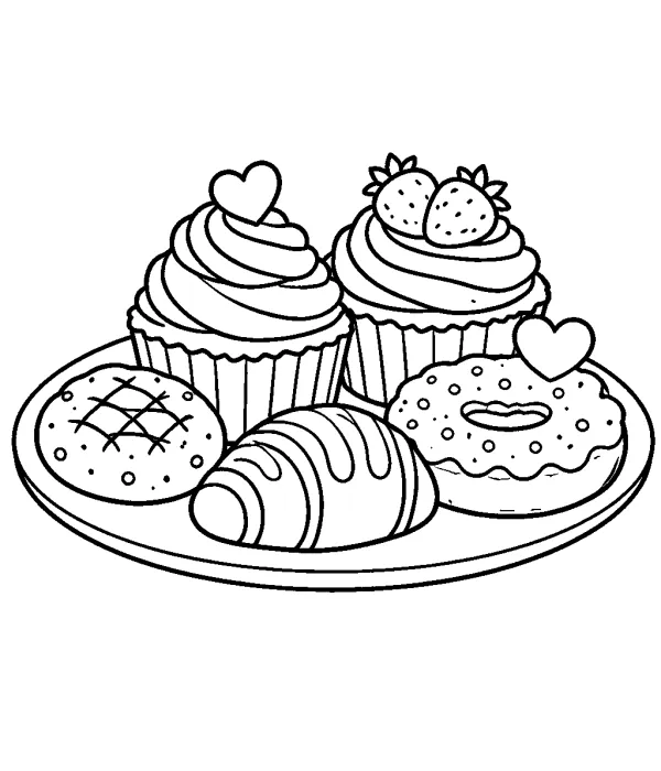 cozy coloring pages for adults cute cupcakes or pastries printable relaxing object design