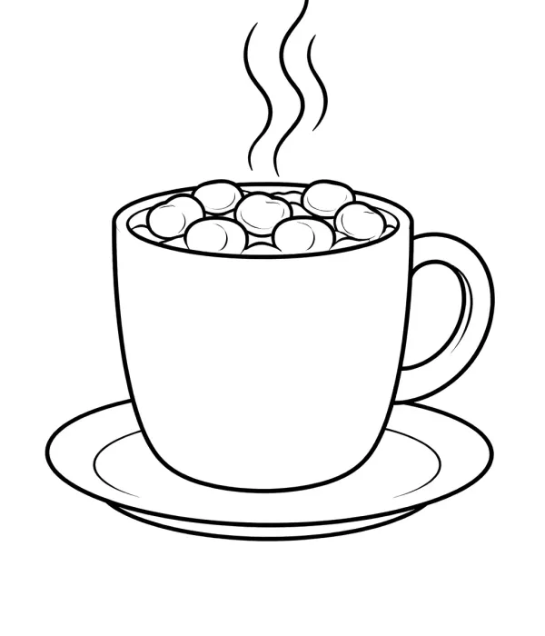 cozy coloring pages for adults hot chocolate with marshmallows printable cozy drink design