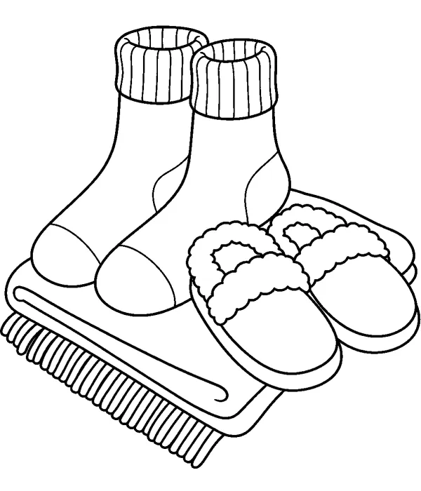 cozy coloring pages for adults warm socks and slippers printable relaxing object design
