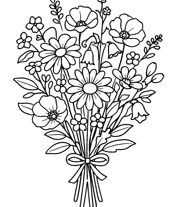 cozy coloring pages for adults wildflower bouquet printable nature design