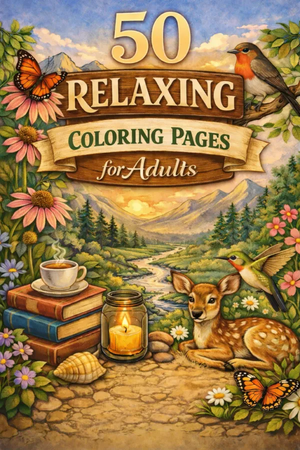 50 relaxing coloring pages for adults printable PDF preview