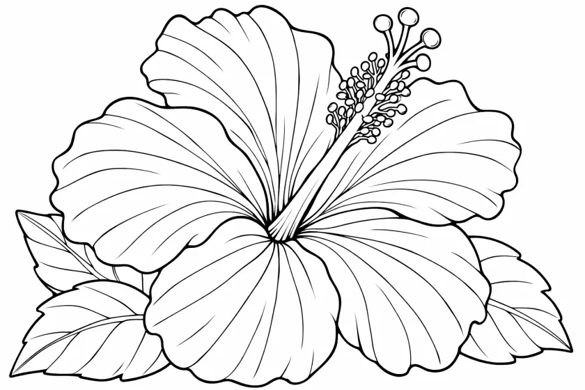 hibiscus flower coloring page for adults tropical hibiscus botanical illustration