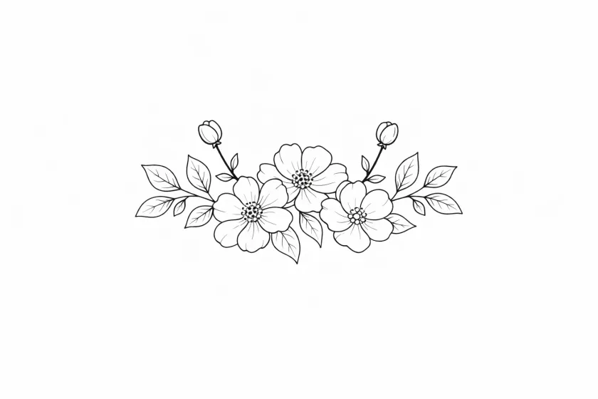 minimal flower composition coloring page for adults simple botanical floral design