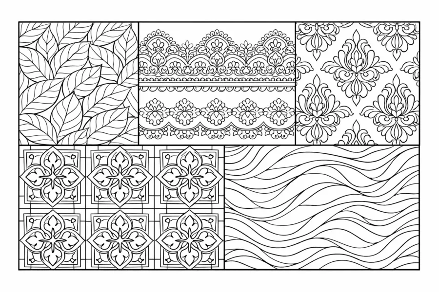free printable pattern coloring page for adults decorative designs repeating shapes mandala lace tile relaxing patterns