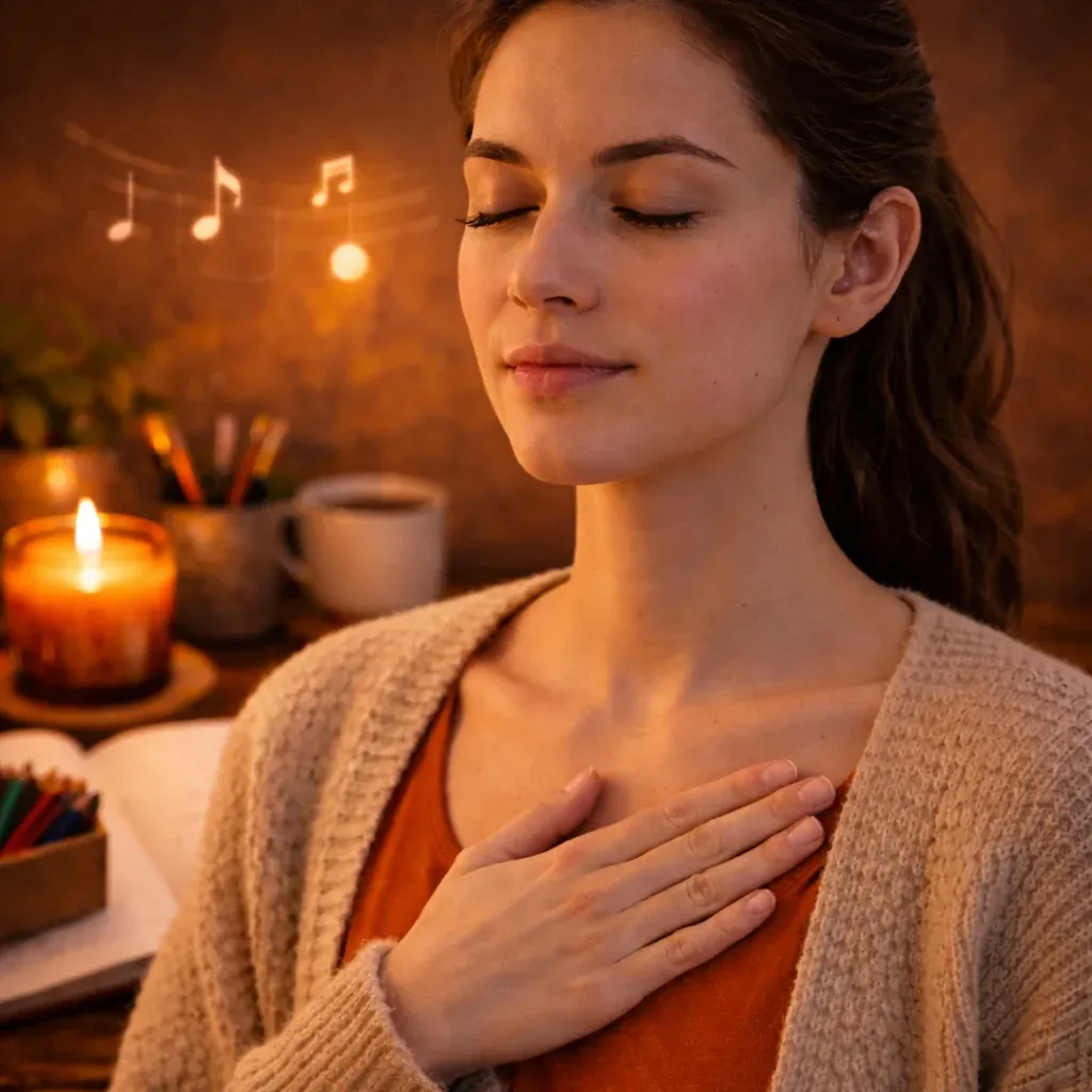 person breathing slowly relaxing before coloring