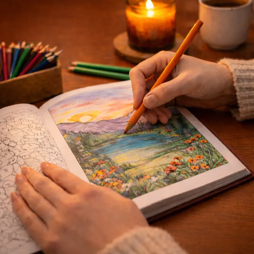 focused coloring activity mindful art relaxation