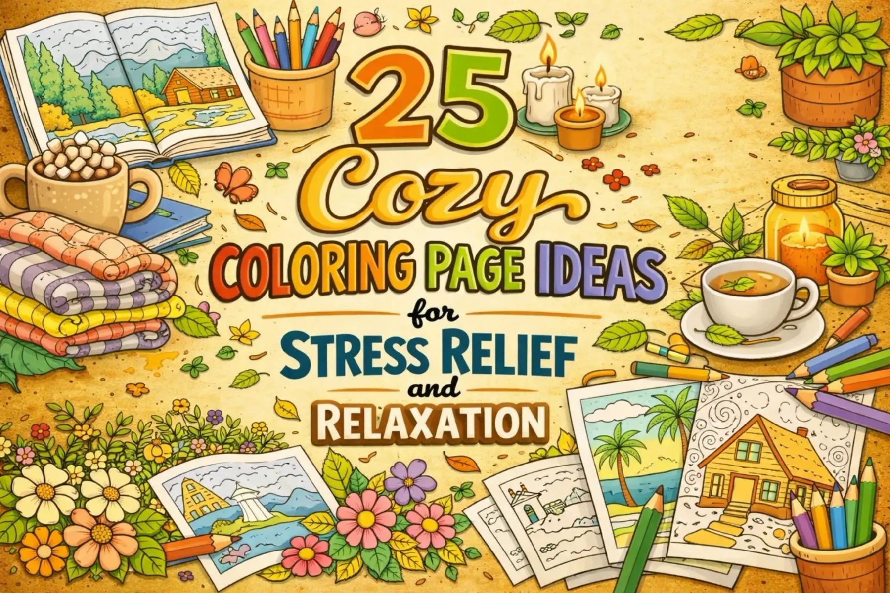 cozy coloring page ideas for relaxation and stress relief