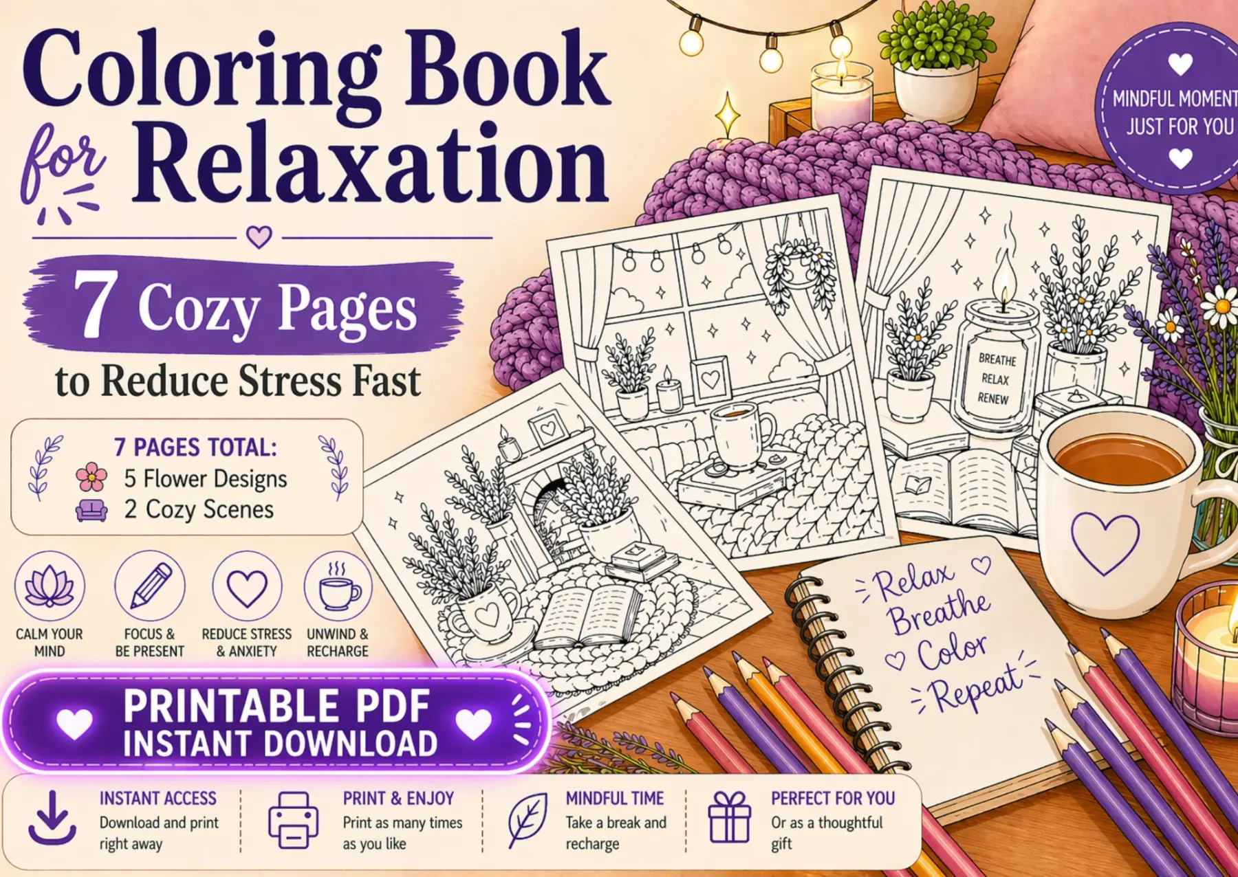 Ultimate Guide to Coloring Books for Relaxation - Free 7 Cozy Pages