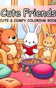 Cute Friends cozy coloring book
