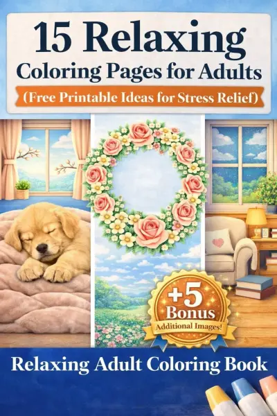 15 relaxing coloring pages for adults printable PDF preview