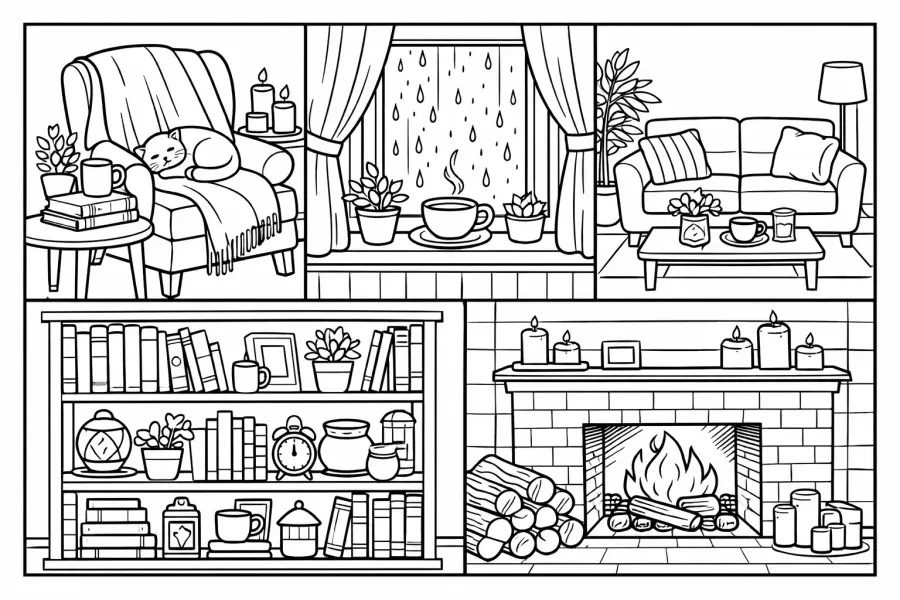 cozy home coloring pages ideas
