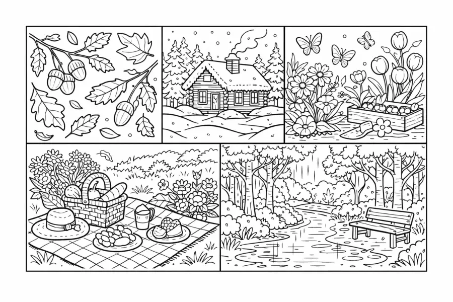 seasonal relaxing coloring pages ideas