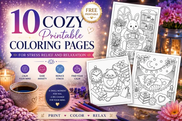 10 Cozy Printable Coloring Pages for Stress Relief and Relaxation