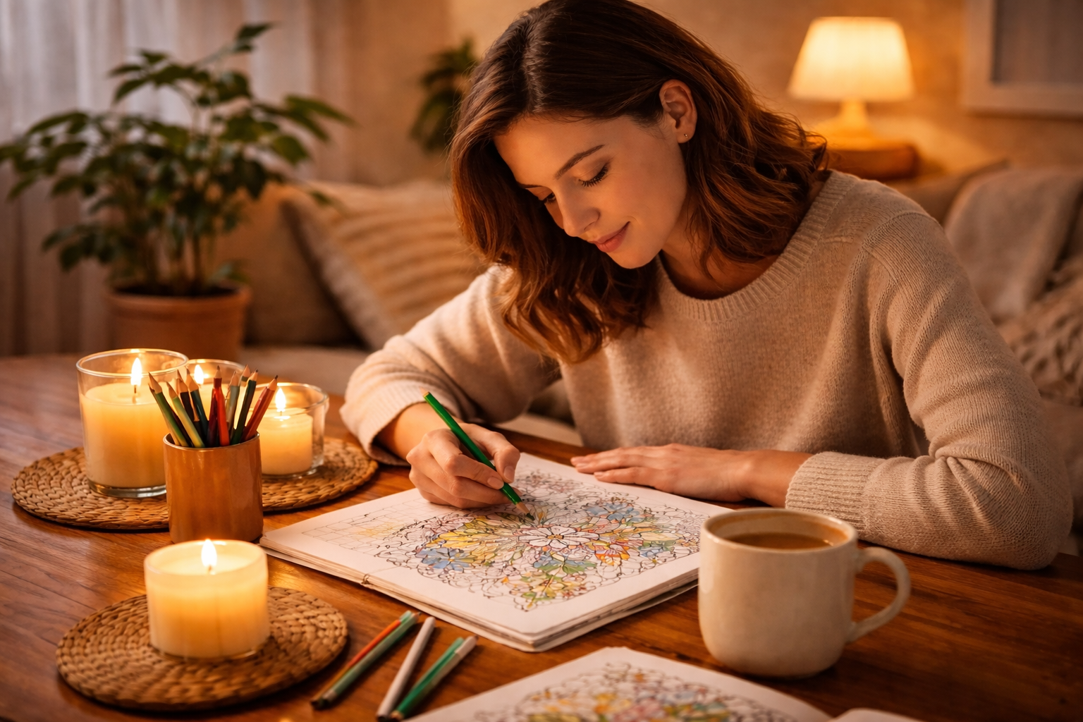 Relaxing adult coloring pages for stress relief and calm moments