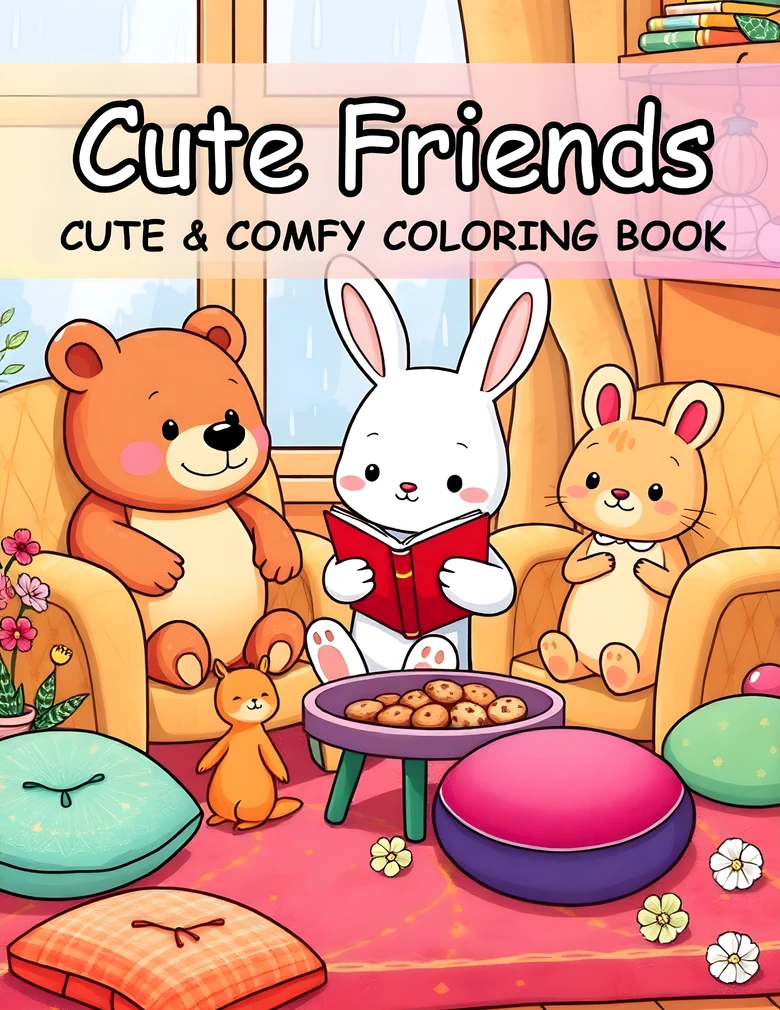 Cute Friends Coloring Book for Kids — kawaii animals for ages 4–8