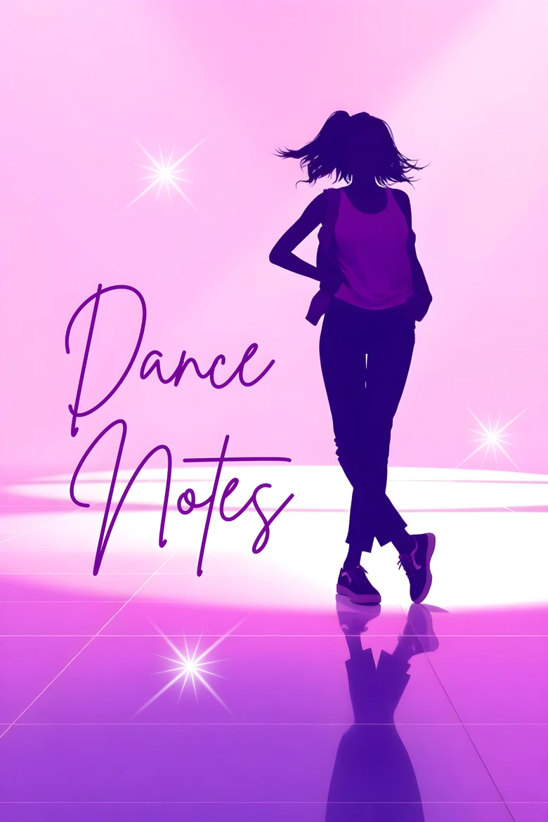 Dance Notes notebook cover — pink & purple silhouette of a dancer with modern lettering, perfect for choreography and class notes