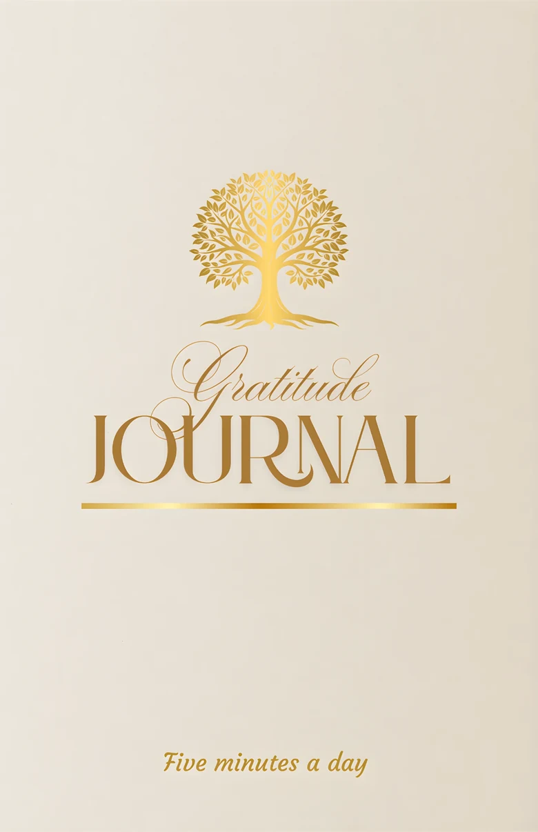 Gratitude Journal cover — cream with golden tree