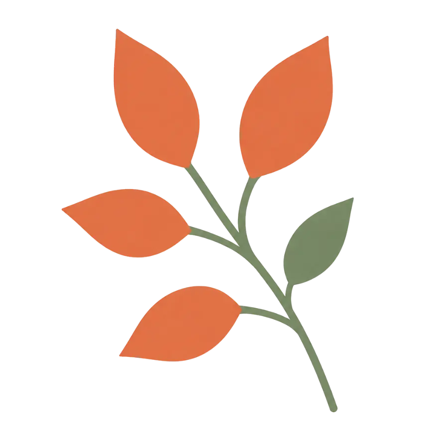 Decorative branch with orange and green leaves