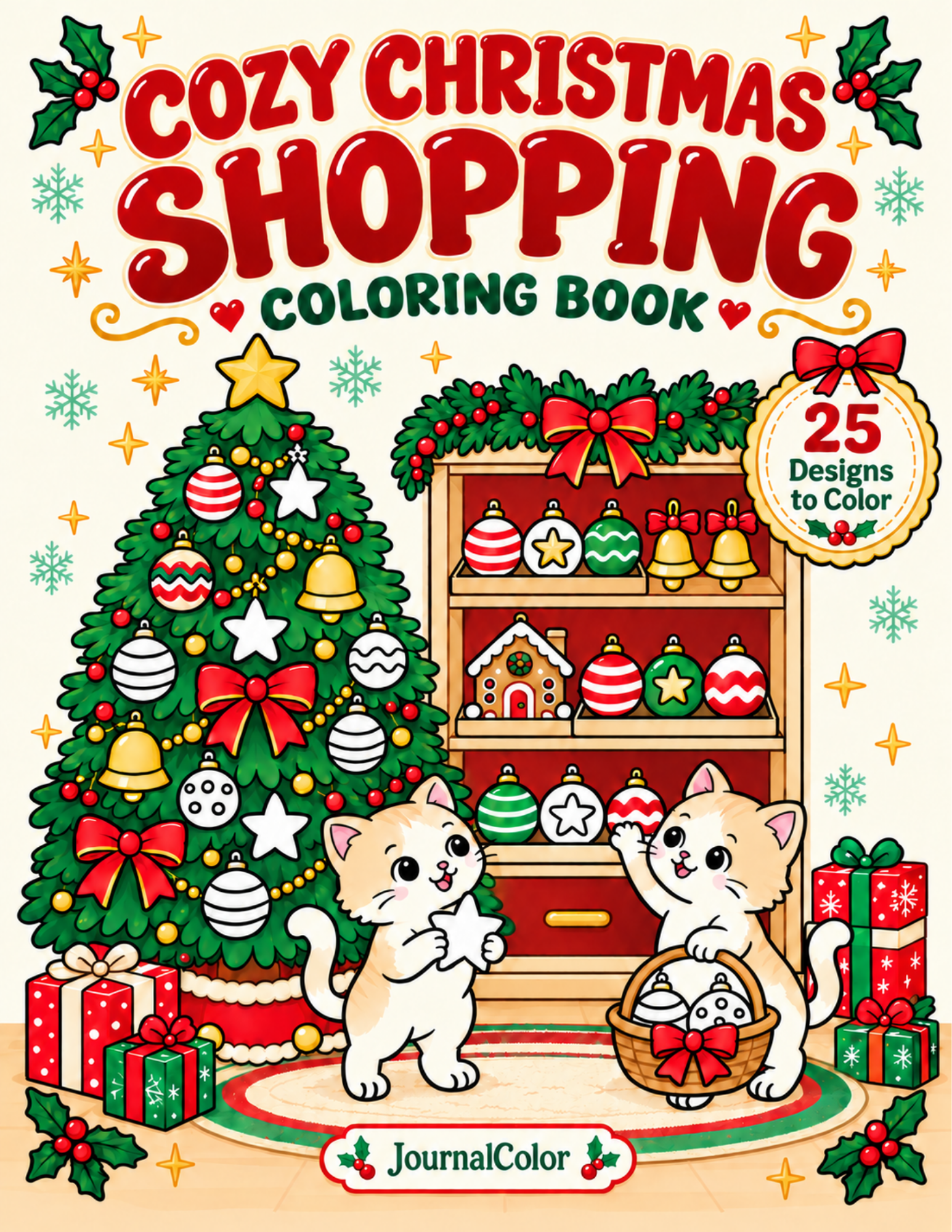 Cozy Christmas Shopping Coloring Book printable PDF cover